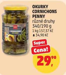 OKURKY CORNICHONS PENNY různé druhy, 340/190 g