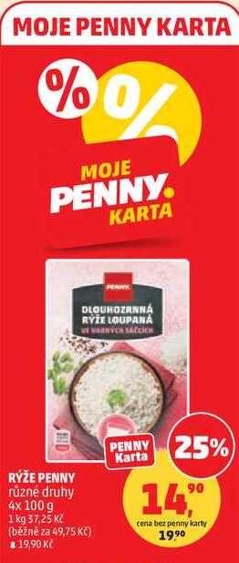 RÝŽE PENNY různé druhy, 4x 100 g