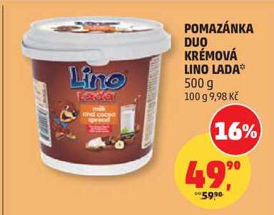 POMAZÁNKA DUO KRÉMOVÁ LINO LADA, 500 g 