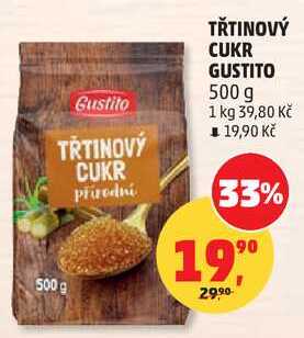 TŘTINOVÝ CUKR GUSTITO, 500 g