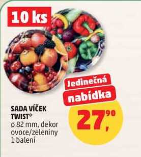 SADA VÍČEK TWIST, průměr 82 mm, dekor ovoce/zeleniny, 1 balení