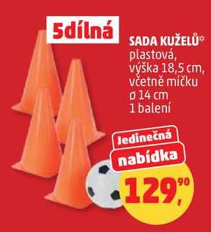 SADA KUŽELŮ, plastová, výška 18,5 cm, včetně míčku 14 cm, 1 balení