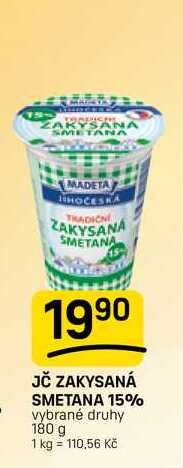 JČ ZAKYSANÁ SMETANA 15% vybrané druhy 180 g
