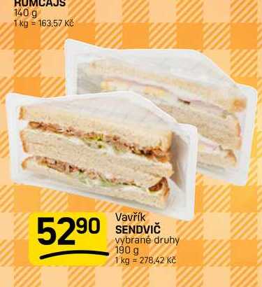 SENDVIČ vybrané druhy 190 g