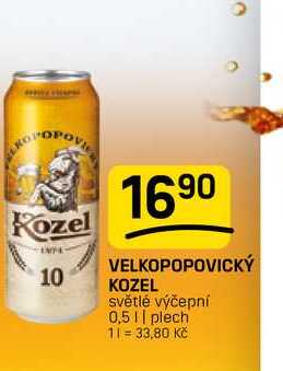 VELKOPOPOVICKÝ KOZEL světlé výčepní 0,5 || plech 