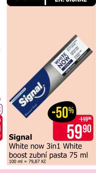 Signal White now 3in1 White boost zubní pasta 75 ml  