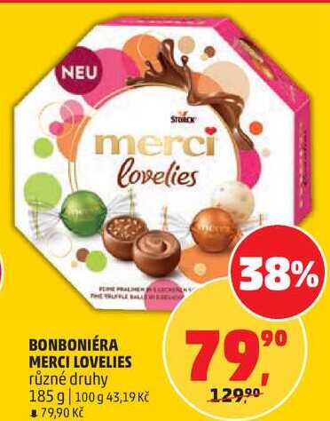 BONBONIÉRA MERCI LOVELIES různé druhy, 185 g