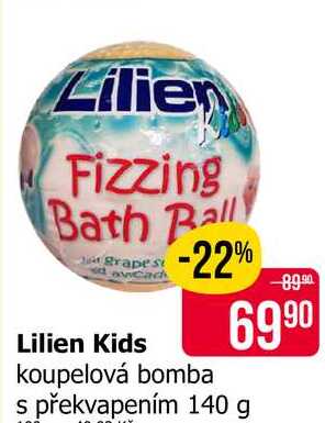 Lilien Kids koupelová bomba s překvapením 140 g
