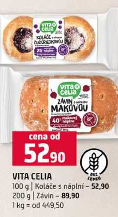 VITA CELIA 100 g Koláče s náplní 200 g Závin 
