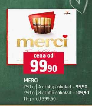 MERCI 250 g 4 druhy čokolád 250 g 8 druhů čokolád