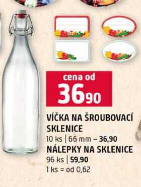 VÍČKA NA ŠROUBOVACÍ SKLENICE 10 ks 66 mm NÁLEPKY NA SKLENICE 96 ks 