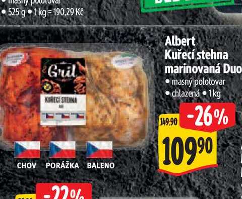 Albert Kuřecí stehna marinovaná Duo 1 kg