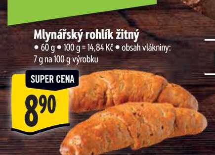 Mlynářský rohlík žitný  60 g 