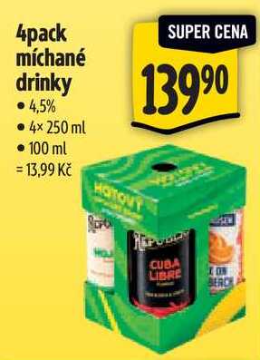 4pack míchané drinky, 4x 250 ml
