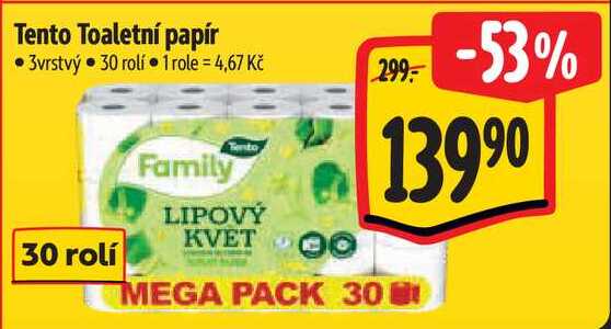 Tento Toaletní papír, 30 rolí