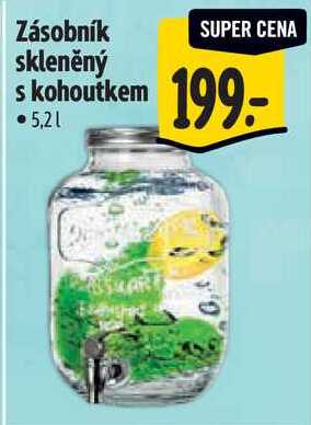 Zásobník skleněný s kohoutkem
