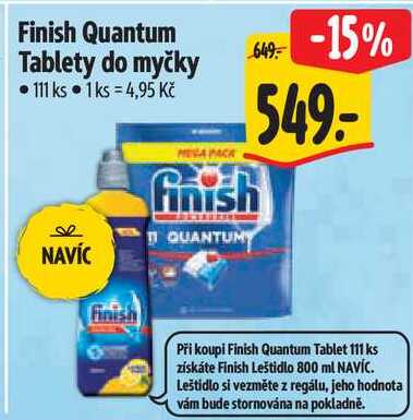 Finish Quantum Tablety do myčky, 111 ks 