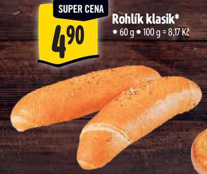 Rohlík klasik, 60 g 