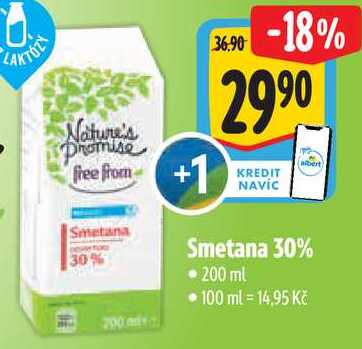 Smetana 30%, 200 ml