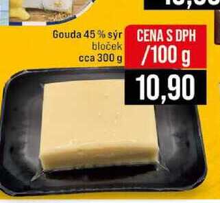 Gouda 45% sýr bloček cca 300 g 100g