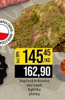 Vepřová krkovice bez kosti bylinky plátky 1kg