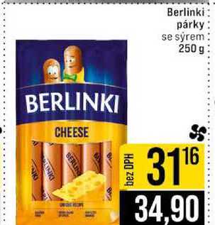 Berlinki párky se sýrem 250 g 