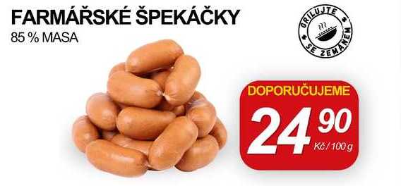 FARMÁŘSKÉ ŠPEKÁČKY 85% MASA, 100 g