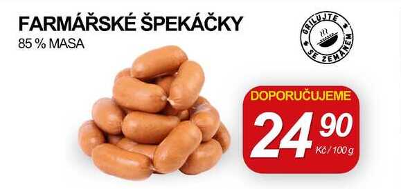 FARMÁŘSKÉ ŠPEKÁČKY 85% MASA, 100 g