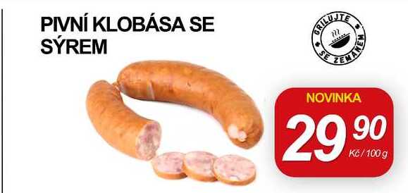 PIVNÍ KLOBÁSA SE SÝREM, 100 g 