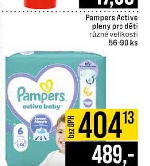 Pampers Active pleny pro děti různé velikosti 56-90 ks 