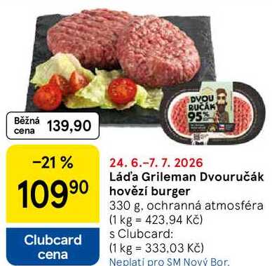 Láda Grileman Dvouručák hovězí burger, 330 g