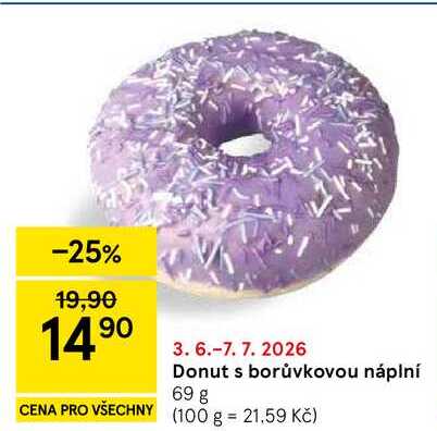 Donut s borůvkovou náplní, 69 g 