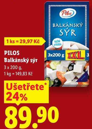 PILOS Balkánský sýr, 3 x 200 g
