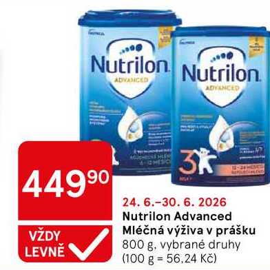 Nutrilon Advanced Mléčná výživa v prášku, 800 g, vybrané druhy 