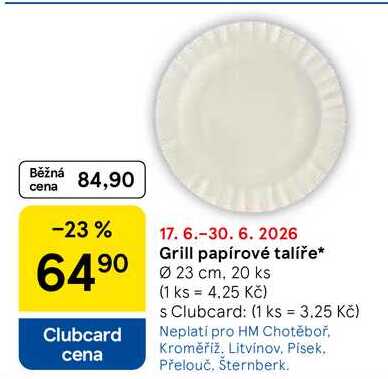 Grill papírové talíře, Ø 23 cm, 20 ks