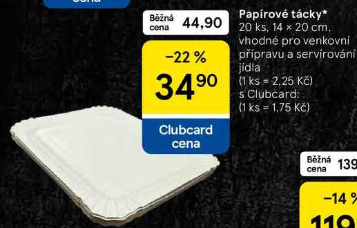 Papírové tácky, 20 ks, 14 x 20 cm. vhodné pro venkovní přípravu a servírování jídla