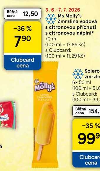 Ms Molly's Zmrzlina vodová s citronovou příchutí s citronovou náplní, 70 ml