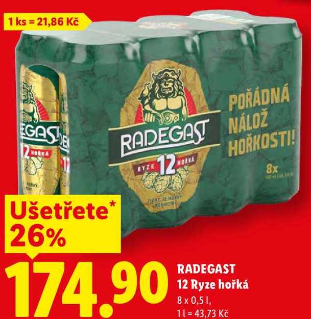 RADEGAST 12 Ryze hořká, 8 x 0,5 l