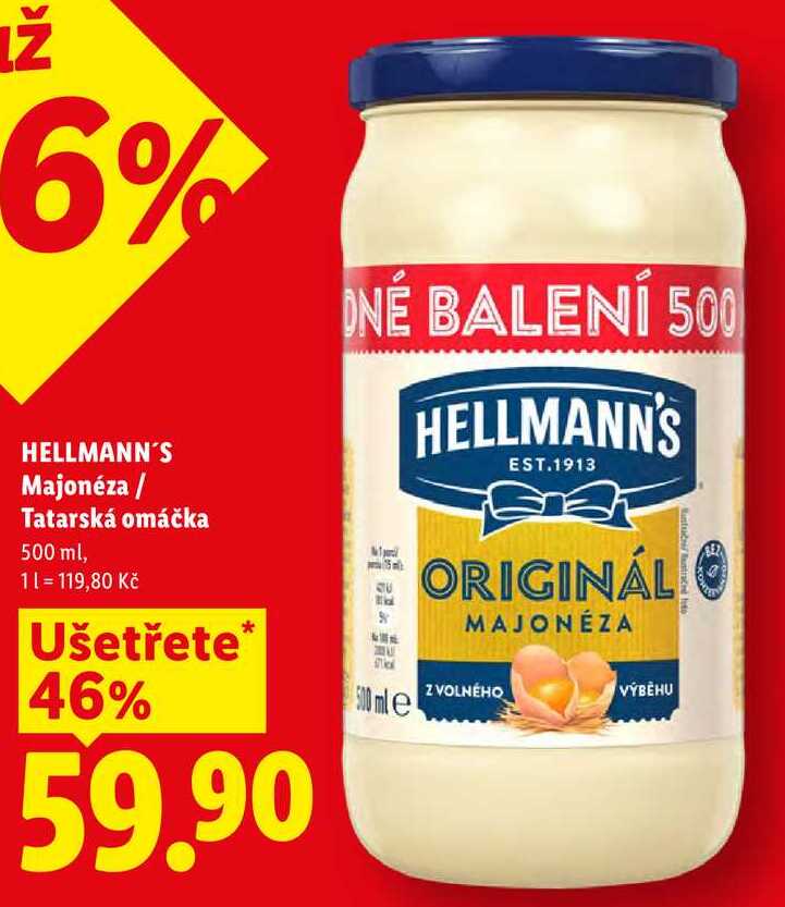 HELLMANN'S Majonéza / Tatarská omáčka, 500 ml