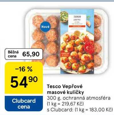 Tesco Vepřové masové kuličky, 300 g 