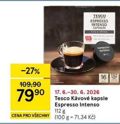 Tesco Kávové kapsle Espresso Intenso, 112 g