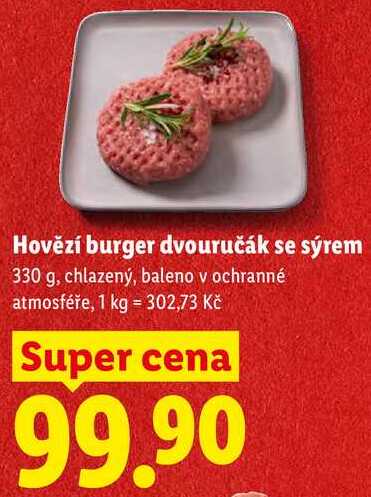 Hovězí burger dvouručák se sýrem, 330 g 