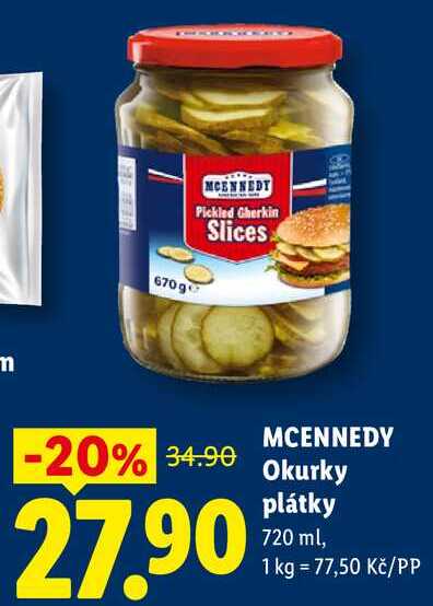 MCENNEDY Okurky plátky, 720 m