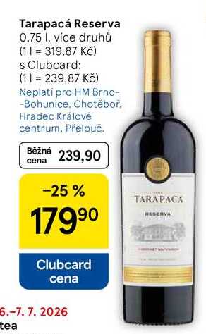 Tarapacá Reserva, 0.75 l, více druhů 