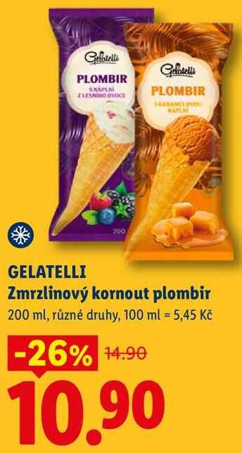 GELATELLI Zmrzlinový kornout plombir, 200 ml 