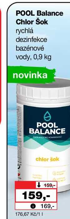 POOL Balance Chlor Šok rychlá dezinfekce bazénové vody, 0,9 kg