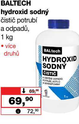 BALTECH hydroxid sodný čistič potrubí a odpadů, 1 kg