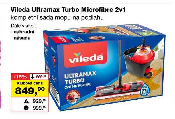 Vileda Ultramax Turbo Microfibre 2v1 kompletní sada mopu na podlahu