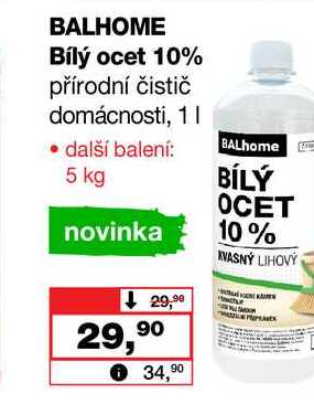BALHOME Bílý ocet 10% přírodní čistič domácnosti, 1l