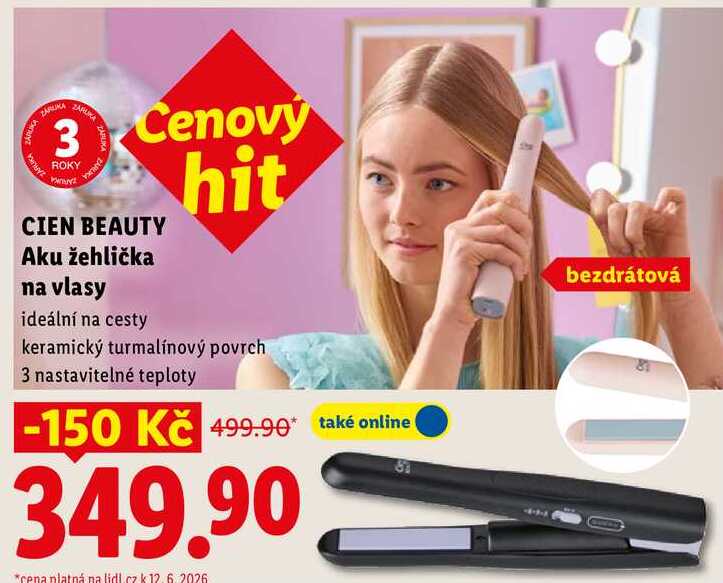 CIEN BEAUTY Aku žehlička na vlasy